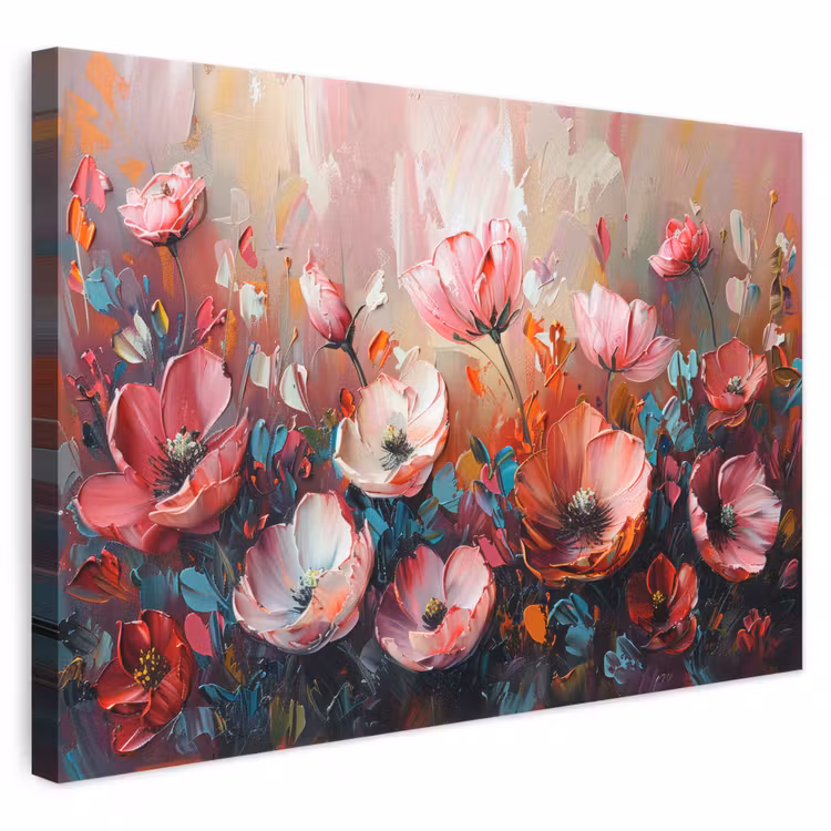 Leinwandbild - Mohnblumen - Rosa - Blumen - Botanisch - Kunst — 1