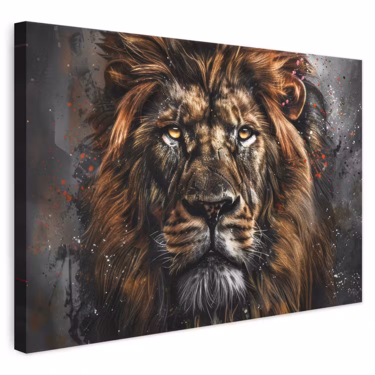 Leinwandbild - Löwe - Tiere - Porträt - Schwarz - Luxus — 1