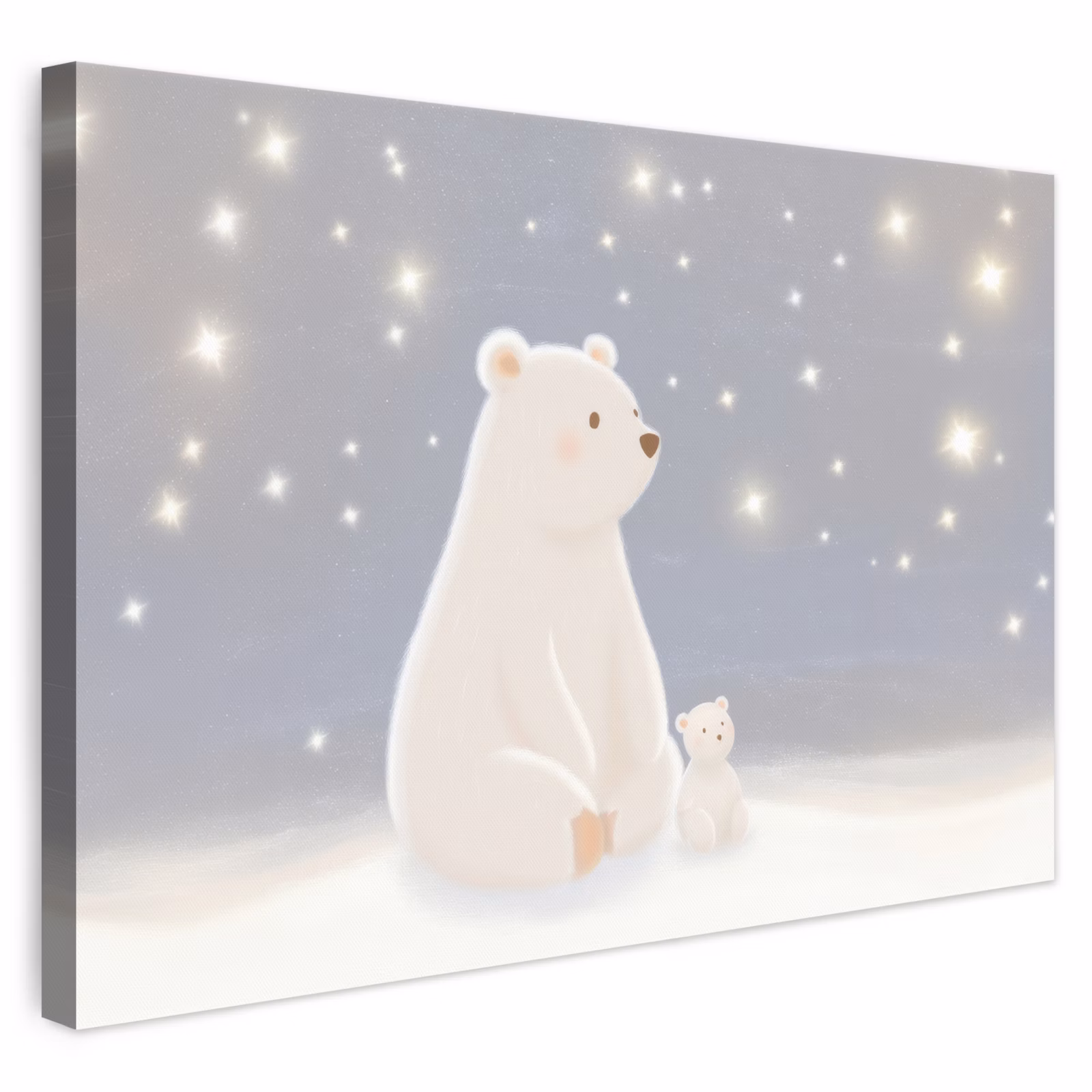 Leinwandbild - Eisbär - Schnee - Sterne - Blau — 1