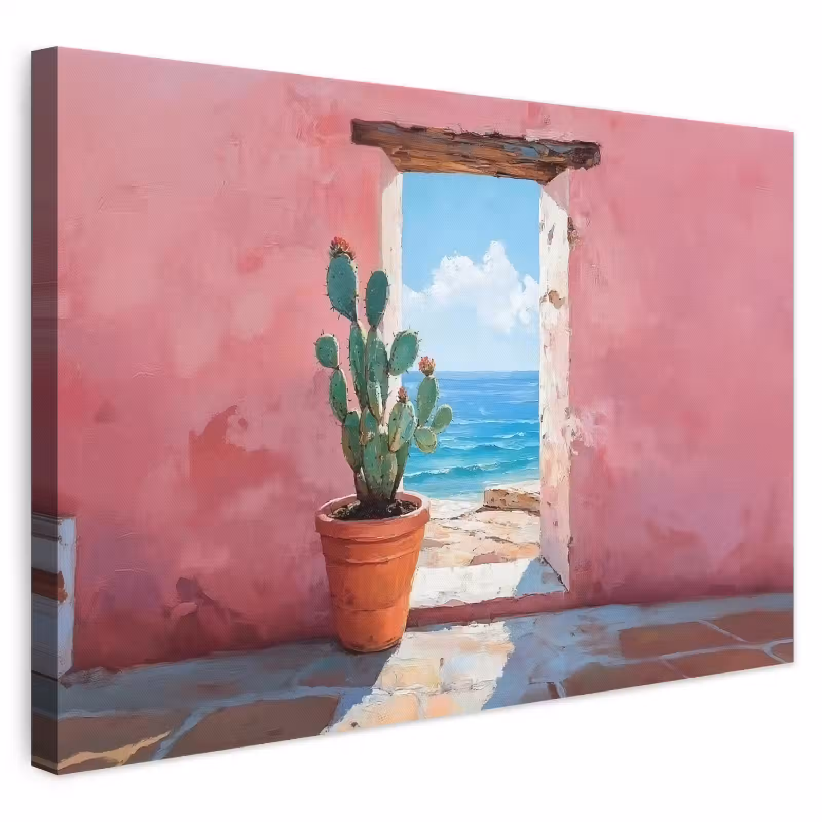 Leinwandbild - Meer - Rosa - Kaktus — 1