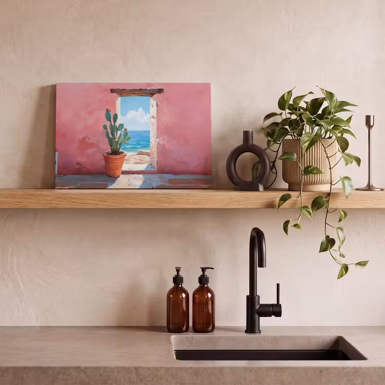 Leinwandbild - Meer - Rosa - Kaktus — 3