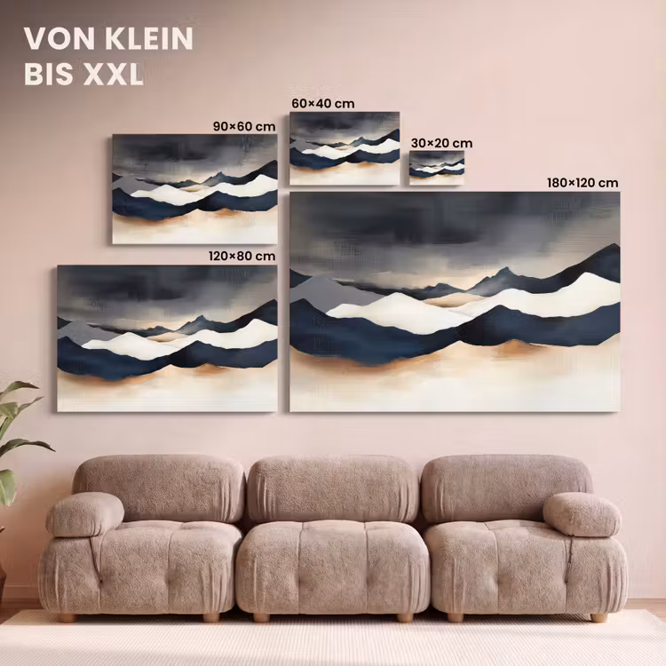Leinwandbild - Berge - Dunkelblau - Landschaft — 6