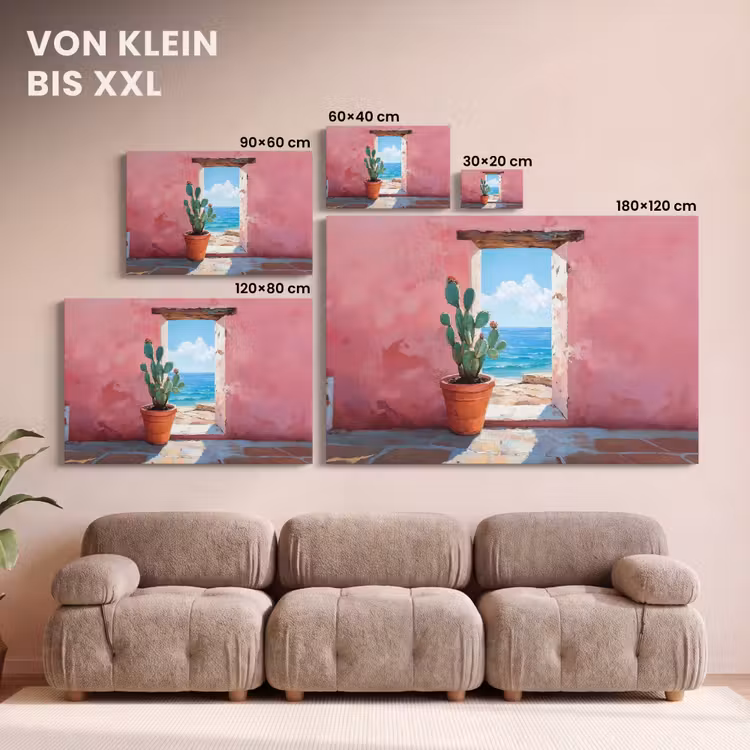 Leinwandbild - Meer - Rosa - Kaktus — 6