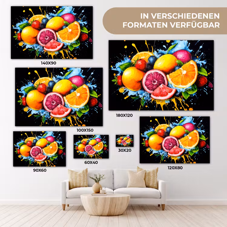 Leinwandbild - Obst - Graffiti - Bunt - Orange - Erdbeere - Abstrakt — 6