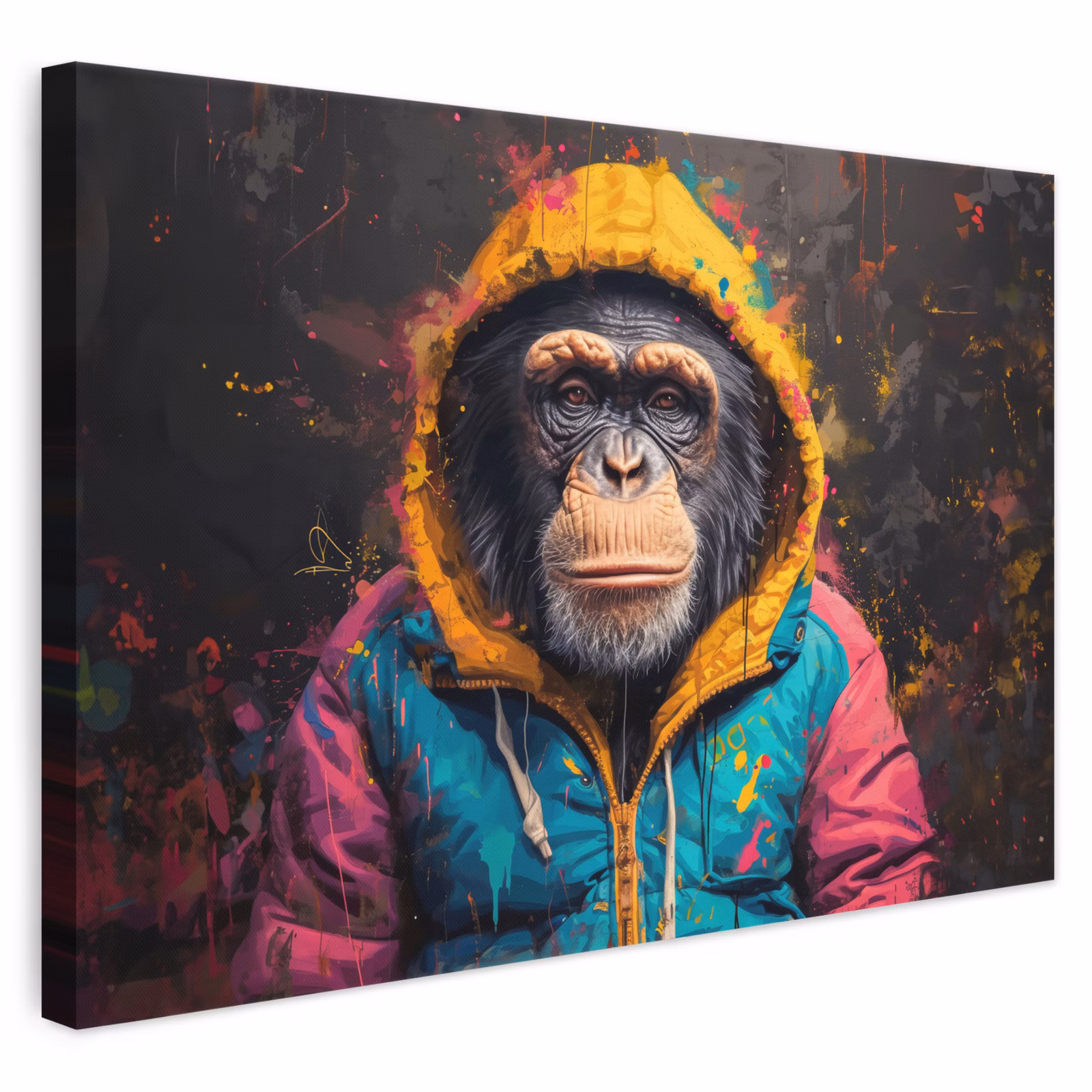 Leinwandbild - Graffiti - Schimpanse - Mantel - Affe - Farbe — 1