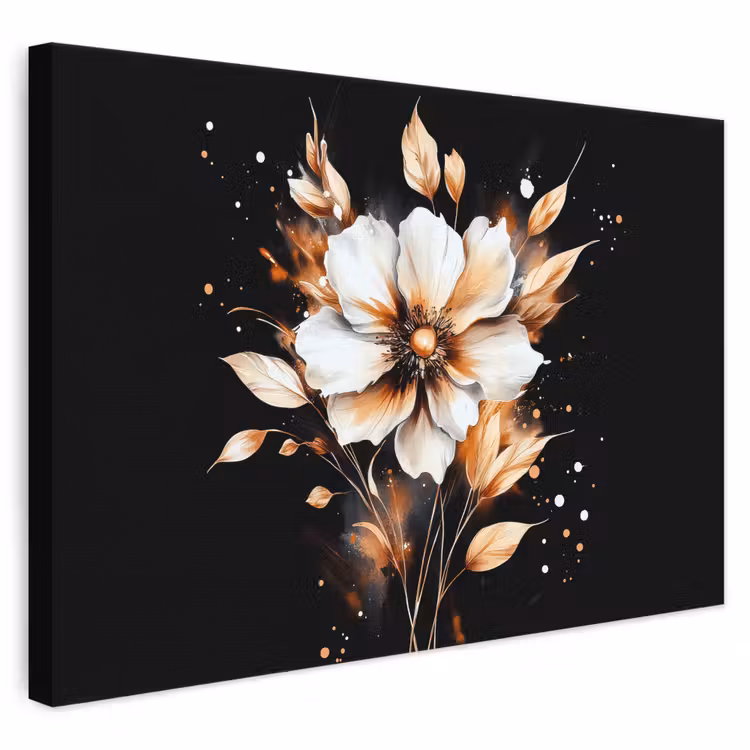 Leinwandbild - Blume - Farbe - Gold - Graffiti - Modern — 1