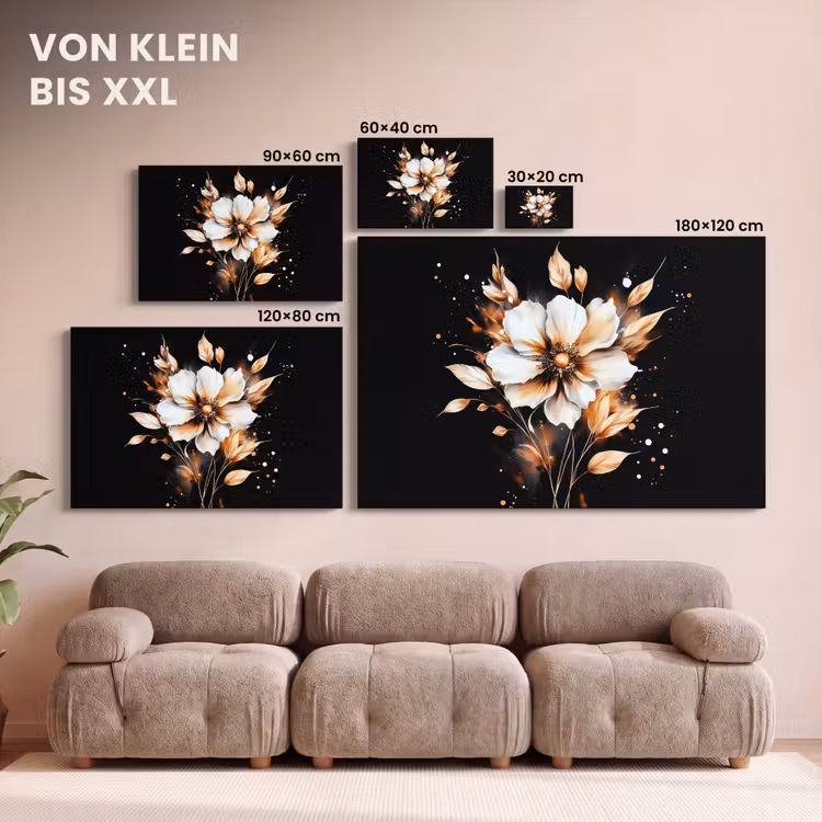 Leinwandbild - Blume - Farbe - Gold - Graffiti - Modern — 6