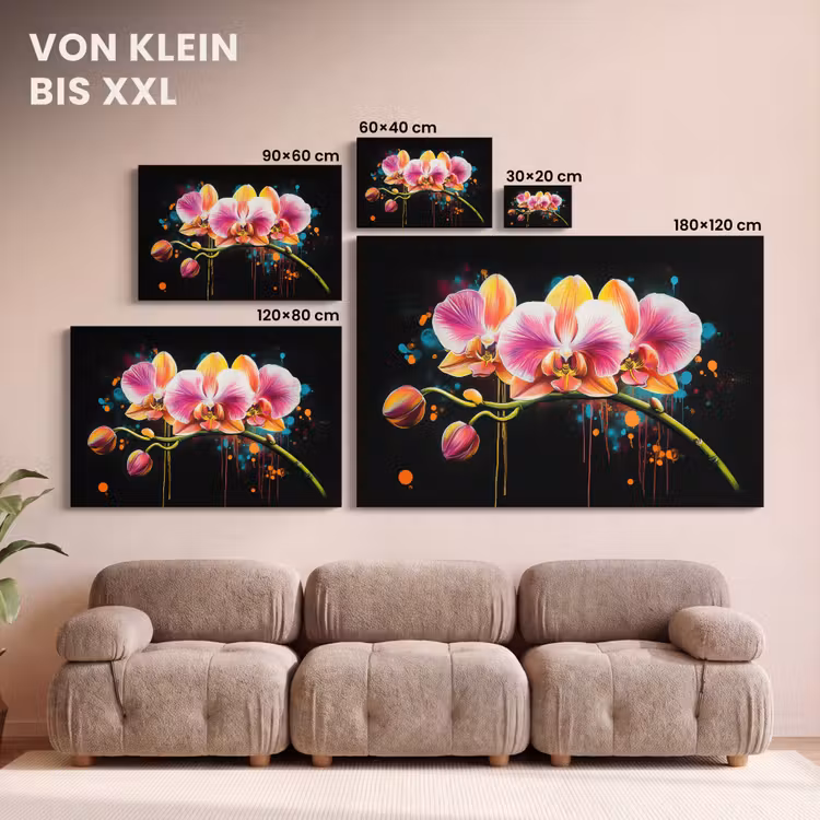 Leinwandbild - Orchidee - Graffiti - Farbenfroh - Blumen - Abstrakt — 6