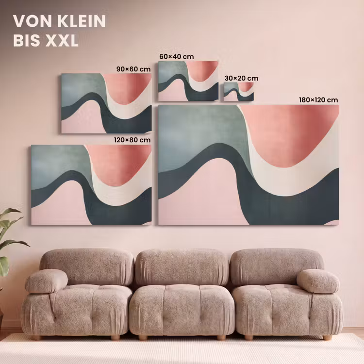 Leinwandbild - Abstrakt - Wellen - Elegant - Rosa — 6