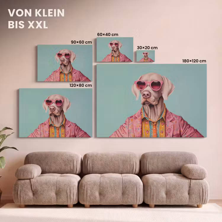 Leinwandbild - Hund - Hemd - Blumen - Brille — 6