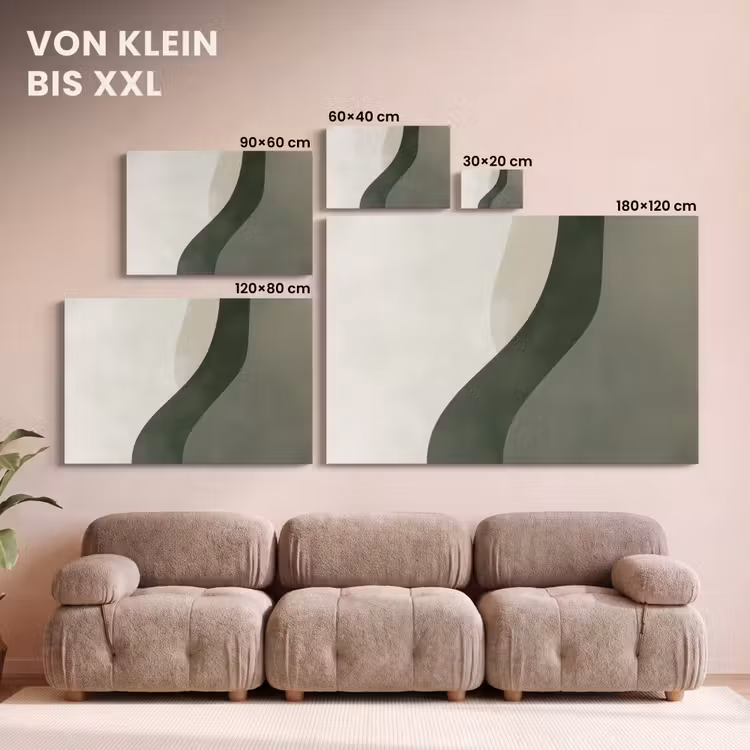 Leinwandbild - Japandi - Grün - Abstrakt - Modern — 6