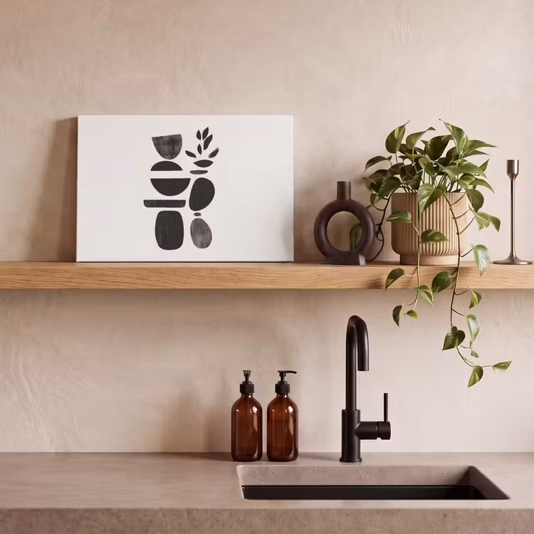 Leinwandbild - Japandi - Schwarz - Abstrakt — 3