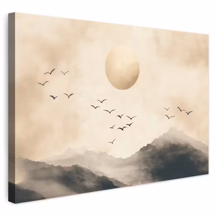 Leinwandbild - Landschaft - Japandi - Vogel — 1