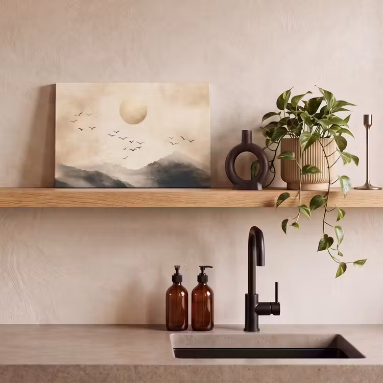 Leinwandbild - Landschaft - Japandi - Vogel — 3
