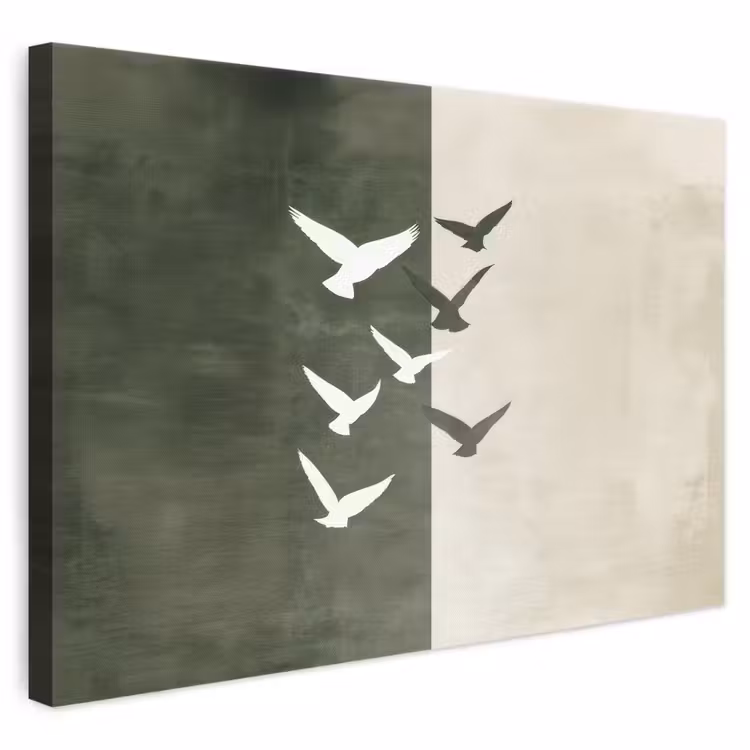 Leinwandbild - Japandi - Vogel - Grün — 1
