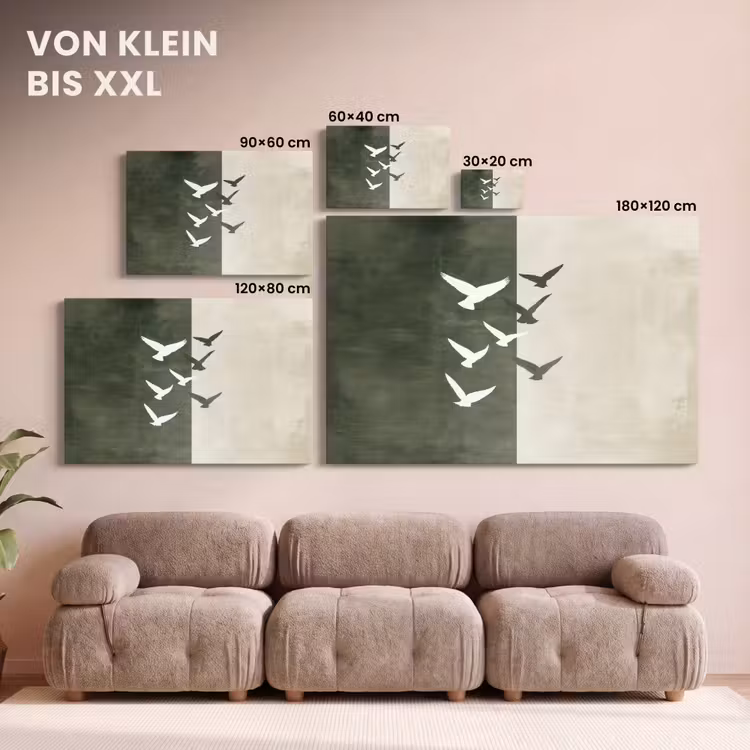 Leinwandbild - Japandi - Vogel - Grün — 6