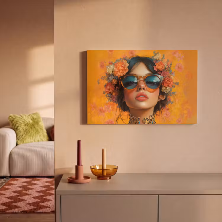 Leinwandbild - Frau - Blumen - Ästhetik - Orange — 2