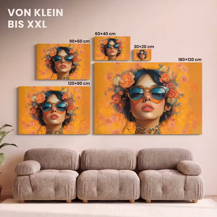 Leinwandbild - Frau - Blumen - Ästhetik - Orange — 6