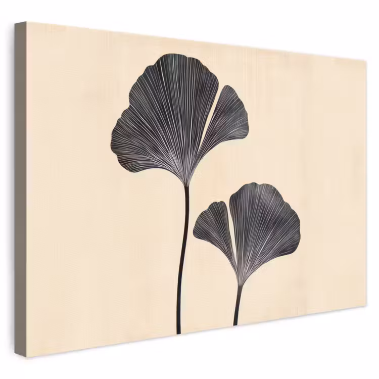 Leinwandbild - Blätter - Minimalistisch - Schwarz — 1