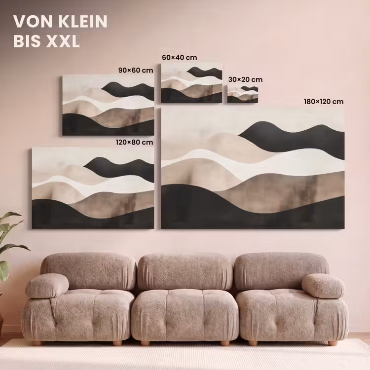 Leinwandbild - Abstrakt - Landschaft - Wellen - Cremefarben — 6