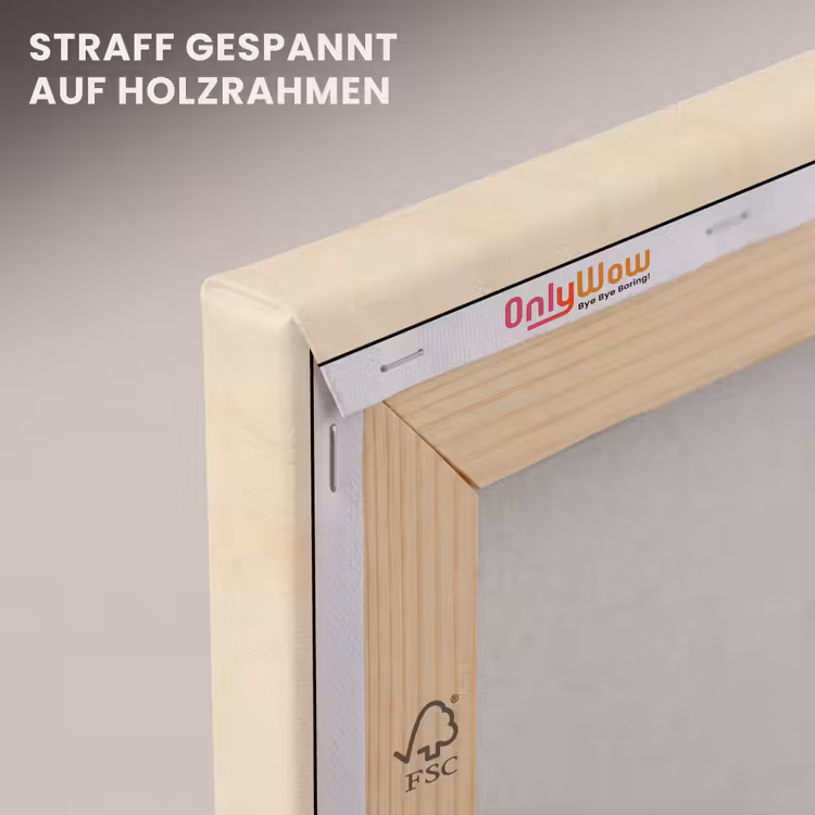 Leinwandbild - Blätter - Gestreift - Stängel - Beige — 5
