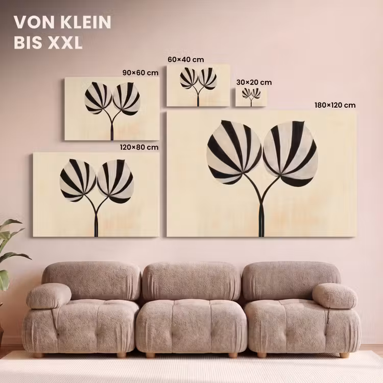 Leinwandbild - Blätter - Gestreift - Stängel - Beige — 6