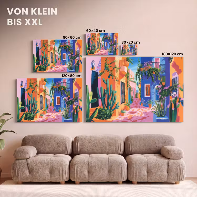 Leinwandbild - Gelb - Blau - Orange - Haus — 6