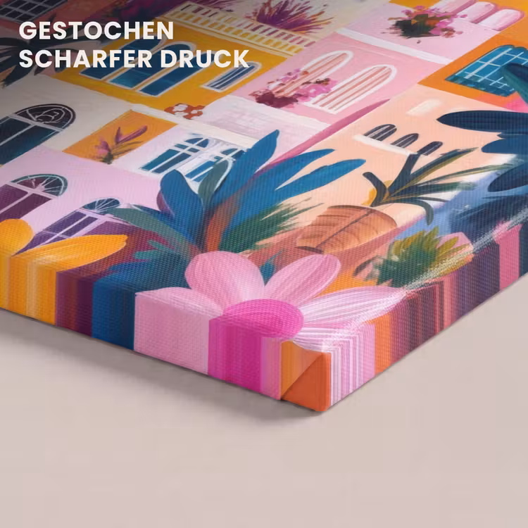 Leinwandbild - Bunt - Rosa - Orange - Gelb - Blumen — 4