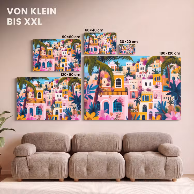 Leinwandbild - Bunt - Rosa - Orange - Gelb - Blumen — 6