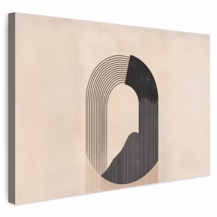 Leinwandbild - Grafisches geschwungenes Muster - Beige — 1
