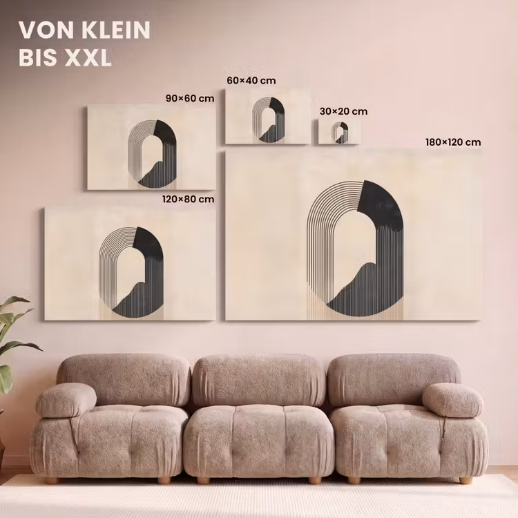 Leinwandbild - Grafisches geschwungenes Muster - Beige — 6