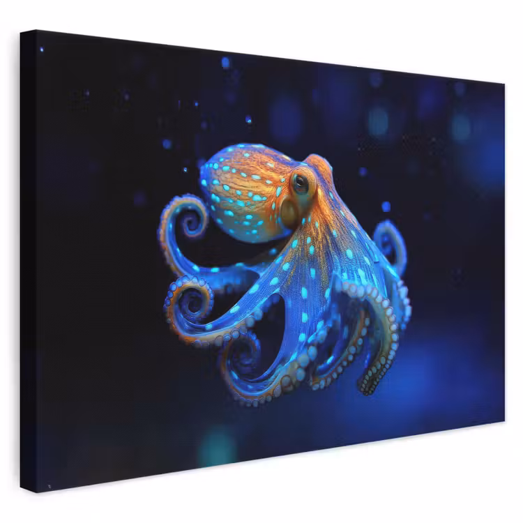 Leinwandbild - Oktopus - Punkte - Blau - Meer — 1
