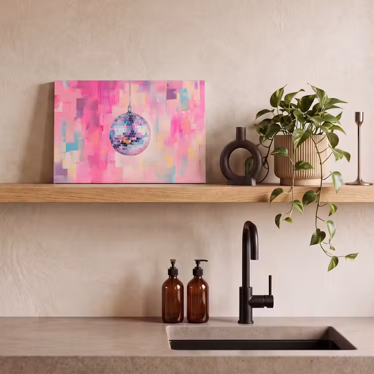 Leinwandbild - Discoball - Rosa - Farbe — 3