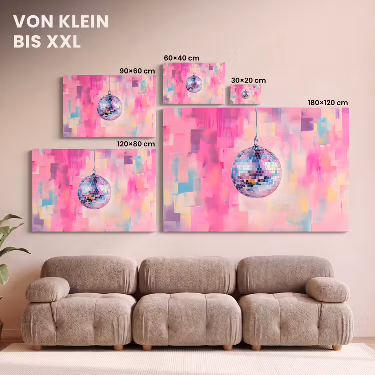 Leinwandbild - Discoball - Rosa - Farbe — 6