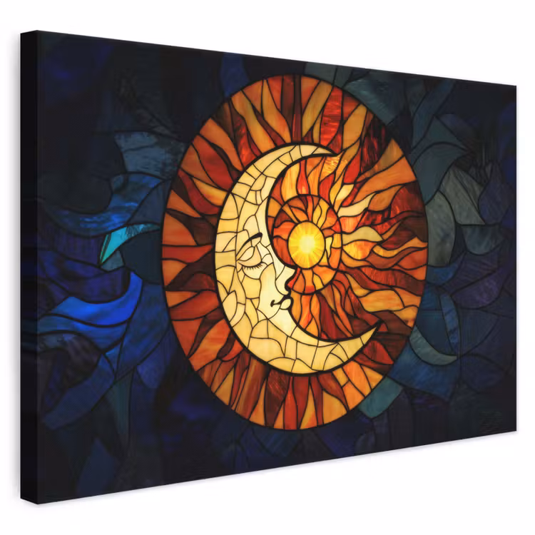 Leinwandbild - Mosaik - Glas - Mond - Dunkelblau — 1