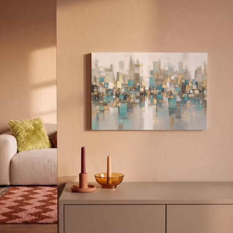 Leinwandbild - Abstrakt - Blöcke - Gold - Skyline — 2