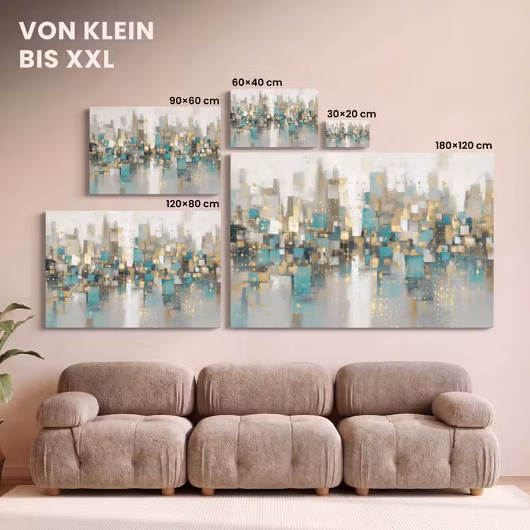 Leinwandbild - Abstrakt - Blöcke - Gold - Skyline — 6