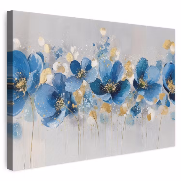 Leinwandbild - Blumen - Blau - Abstrakt — 1
