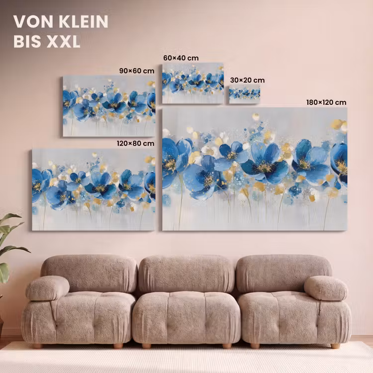 Leinwandbild - Blumen - Blau - Abstrakt — 6