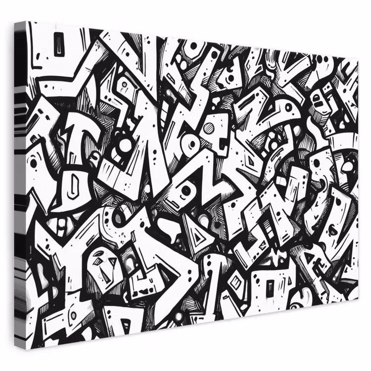 Leinwandbild - Formen - Buchstaben - Graffiti - Schwarz — 1