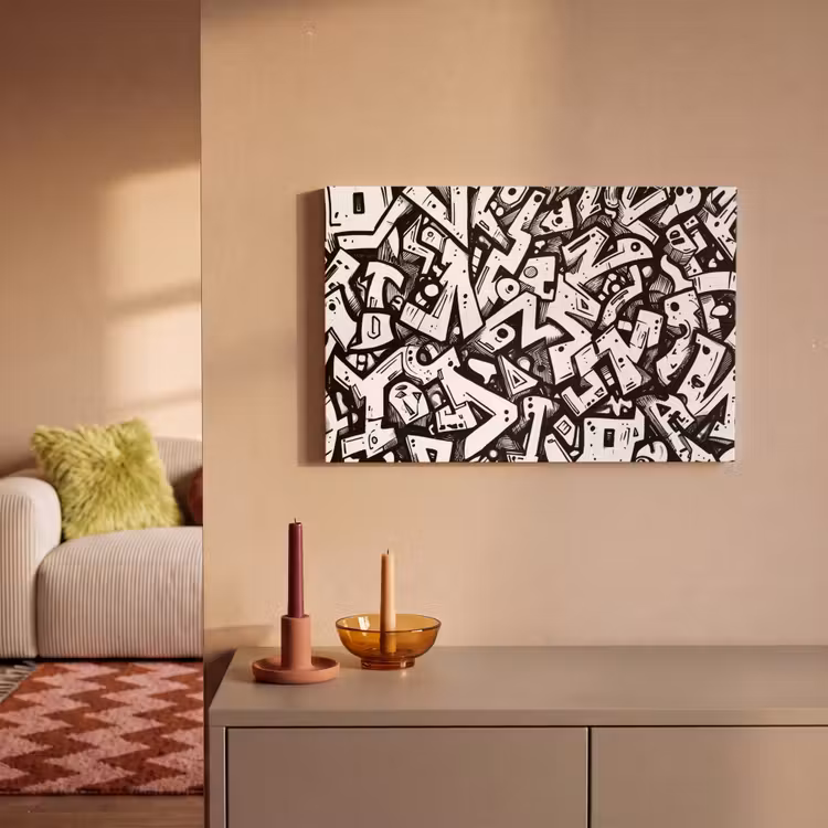Leinwandbild - Formen - Buchstaben - Graffiti - Schwarz — 2