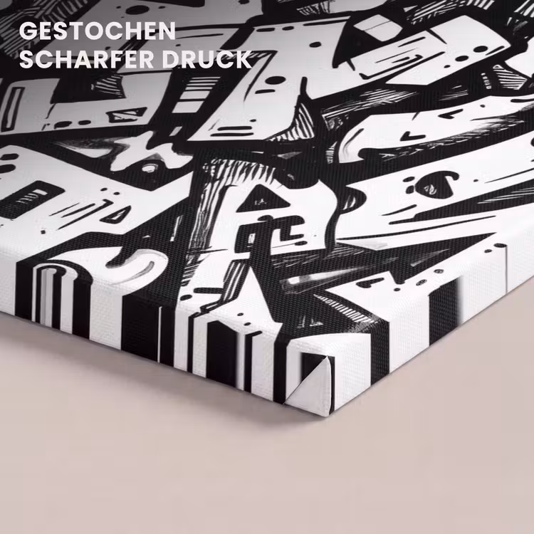 Leinwandbild - Formen - Buchstaben - Graffiti - Schwarz — 4
