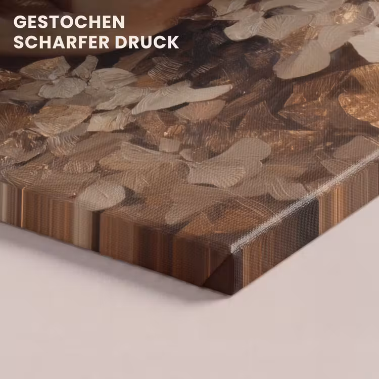 Leinwandbild - Gesicht - Dame - Blätter - Pinselstriche — 4