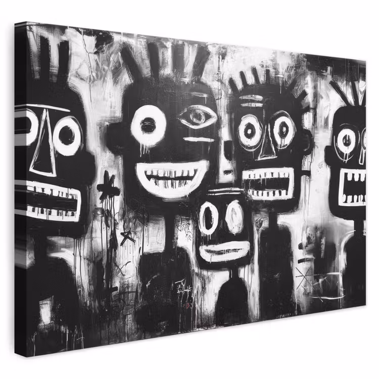 Leinwandbild - Malerei - Figuren - Schwarz - Abstrakt — 1