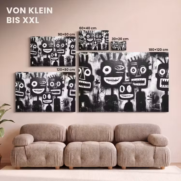 Leinwandbild - Malerei - Figuren - Schwarz - Abstrakt — 6