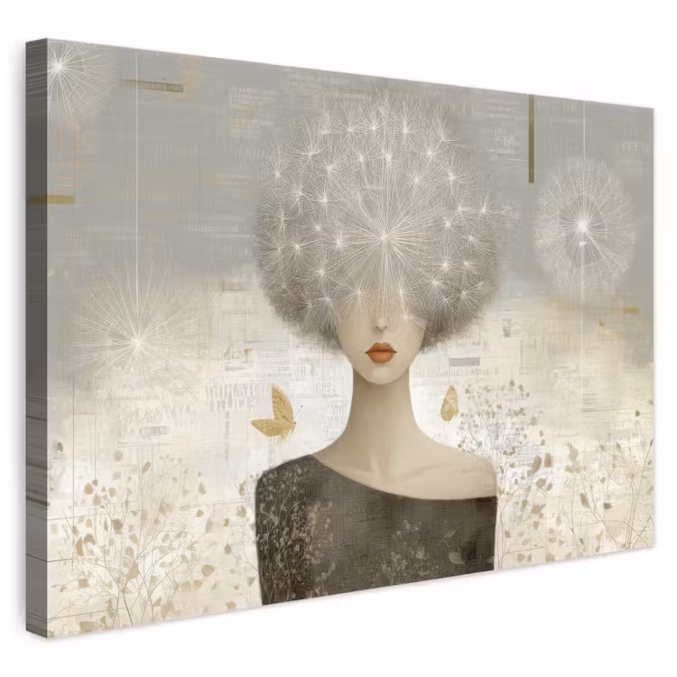 Leinwandbild - Fluff - Frau - Beige — 1