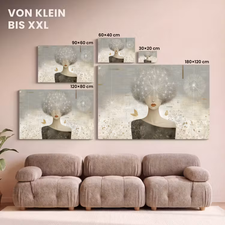 Leinwandbild - Fluff - Frau - Beige — 6