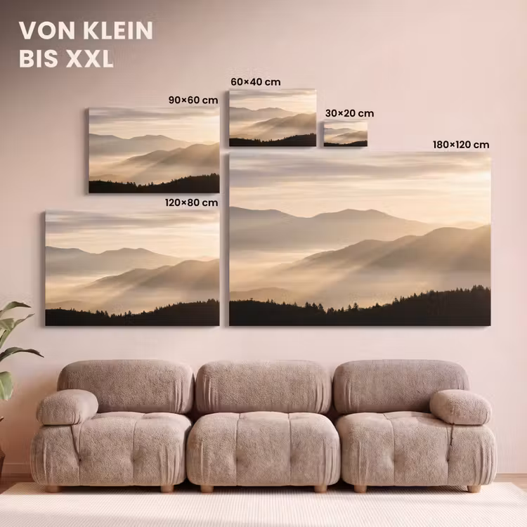 Leinwandbild - Berge - Nebel - Sonnenstrahlen — 6