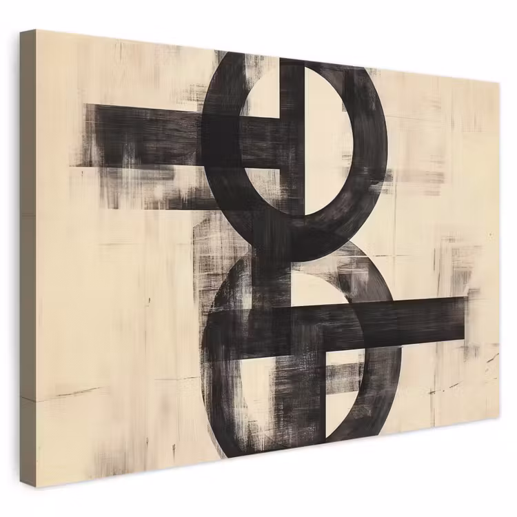 Leinwandbild - Kreise - Balken - Schwarz - Abstrakt — 1