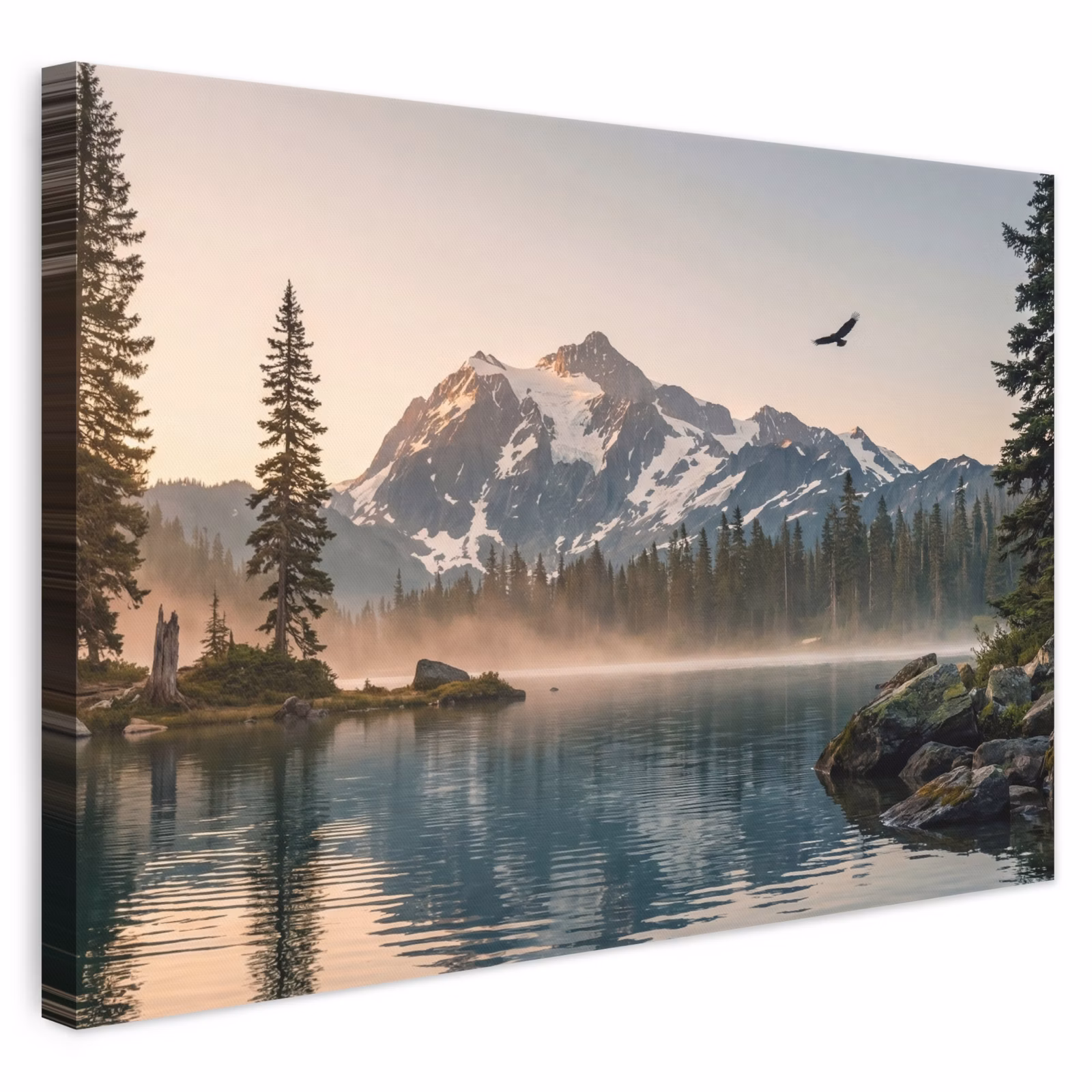 Leinwandbild - Berge - Wasser - Bäume — 1